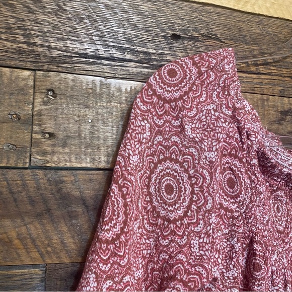 Altar’d State Pink White Floral Print 3/4 Sleeve Off The Shoulder Top - Picture 2 of 6